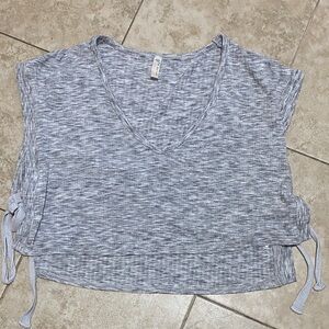 FP Movement by Free People Heathered Gray Cropped V-Neck Top